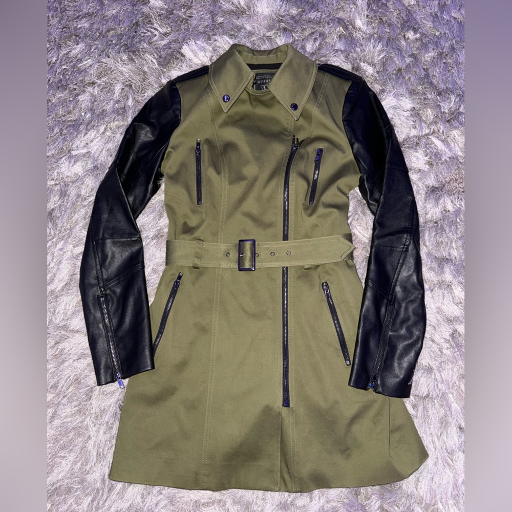 Guess Women’s Green and Black Trench Coat - Picture 3 of 5